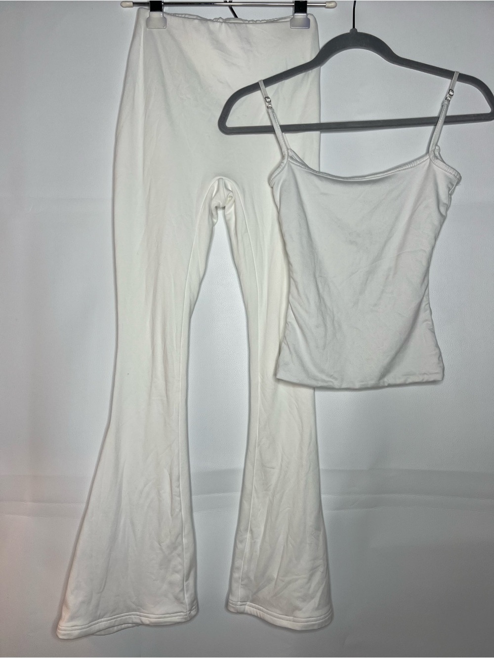 White Boot-Cut Pants with Matching White Cami Set
